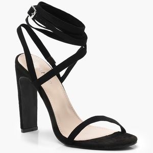 Boohoo Skinny Block Wrap Strap Heels